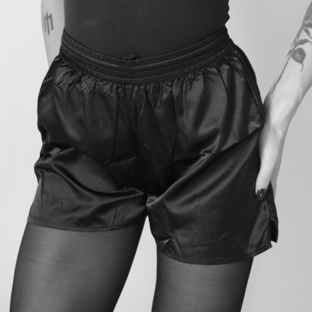Black SKIMS Satin Boxer Short